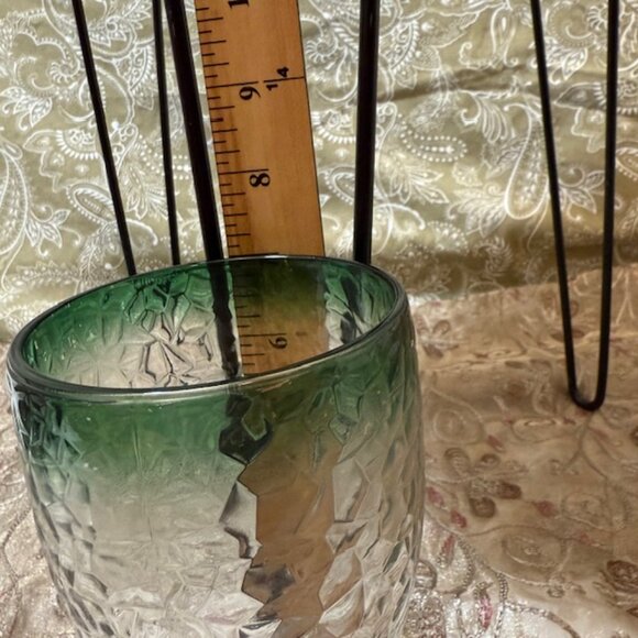 Set of  3 Large Vintage Libbey Ombre Green Crackle Glass Wine/Water Goblets - Picture 15 of 16